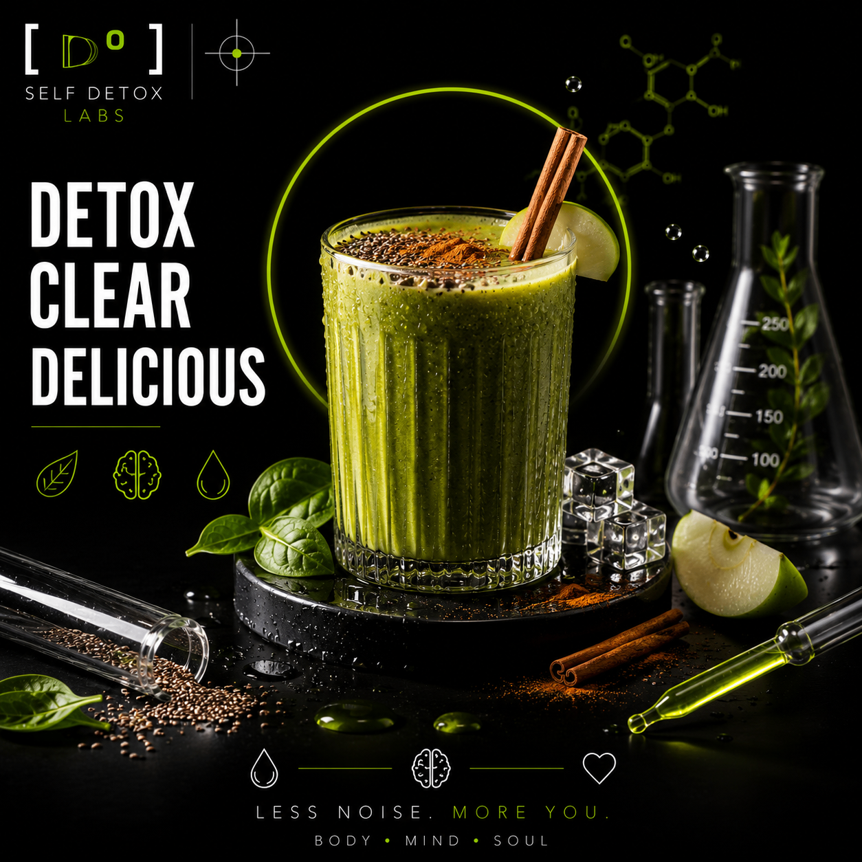 Detox Clear Delicious green smoothie recipe card