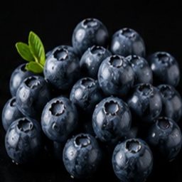 Blueberries photographed on black