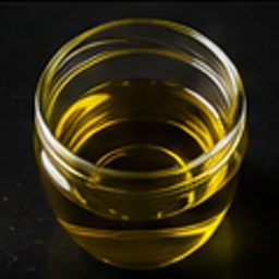 Olive oil specimen photographed on a black background