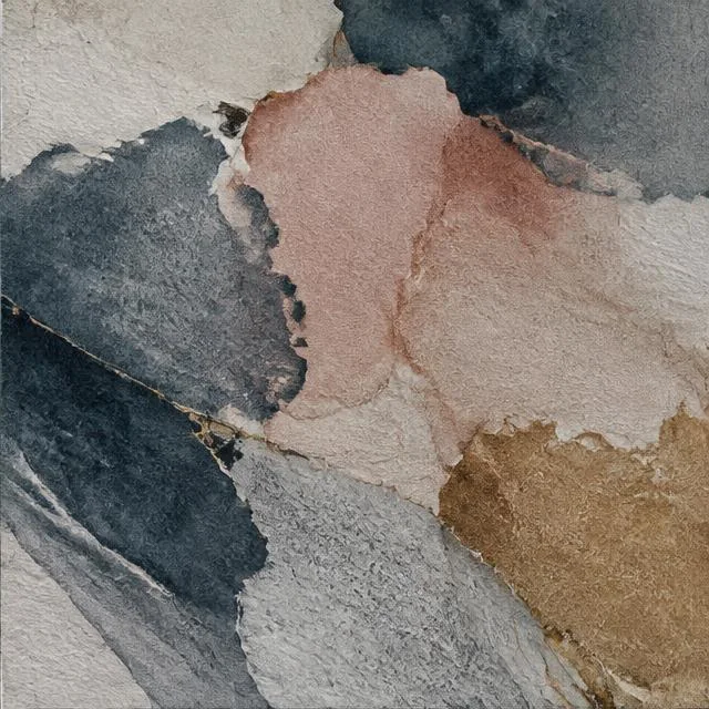 Layered watercolour pigment on textured paper