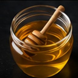 Honey specimen photographed on a black background