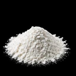 Rice flour specimen photographed on a black background